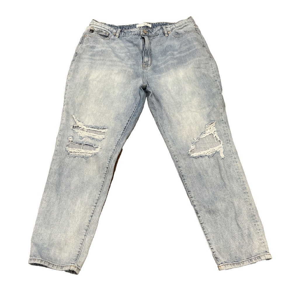 Kancan Bridget High Rise Distressed Mom Denim Blue Jeans 16W KC8579L-P Boyfriend